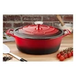 Kép 1/3 - La Cuisine Red öntöttvas ovális lábas fedővel 29 cm-es (432022)
