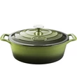 Kép 2/5 - La Cuisine Green öntöttvas ovális lábas fedővel 29 cm-es (432027)