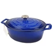 Kép 5/5 - La Cuisine Blue öntöttvas ovális lábas fedővel 29 cm-es (432021)