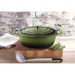 Kép 1/5 - La Cuisine Green öntöttvas ovális lábas fedővel 29 cm-es (432027)