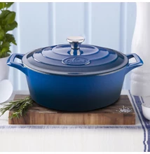 La Cuisine Blue öntöttvas ovális lábas fedővel 29 cm-es (432021)