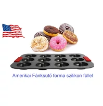 Amerikai Fánksütő forma szilikon füllel 12 db-os (KCM-2024L)