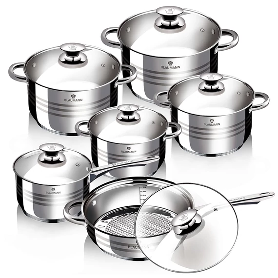 Blaumann Gourmet Line Jumbo 12 részes rozsdamentes acél edénykészlet (BL-1031)