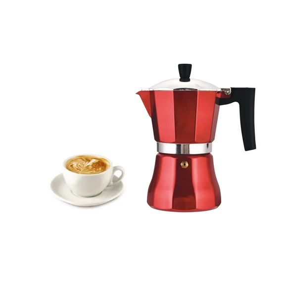 Metal Red 3 sz. Indukciós Kotyogós Kávéfőző (16687)   