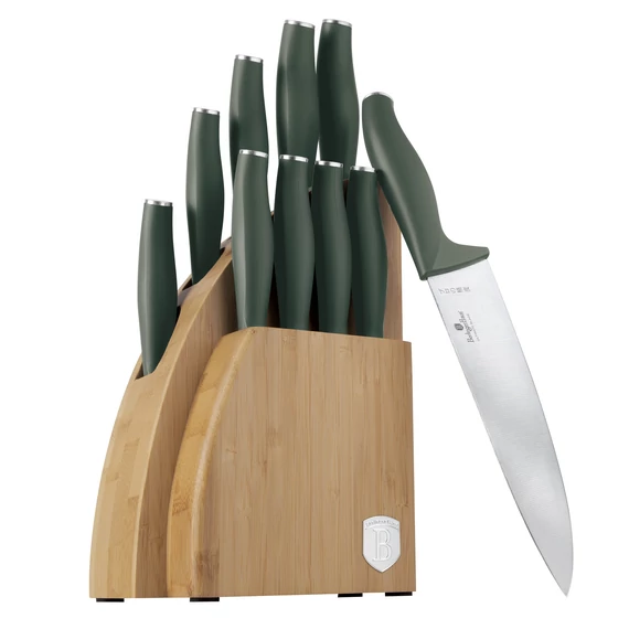 Berlinger Haus Matte Green 10 részes Késkészlet bambusz állvánnyal (BH-3123)