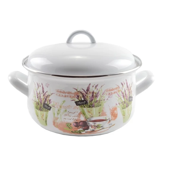 Perfect Home Levendula mintás Zománc lábas fedővel 3,3 L (13468)