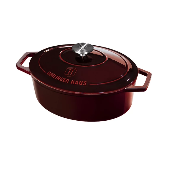 Berlinger Haus Burgundy Öntöttvas ovális lábas fedővel 30 cm-es (BH-6499)