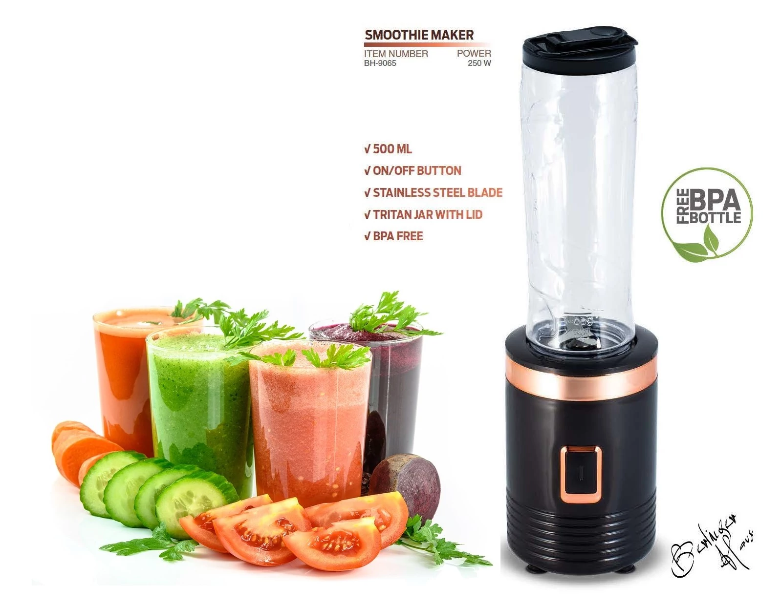 Berlinger Haus Black Rose Turmix, Smoothie készítő 2 az 1 ben (BH-9065)