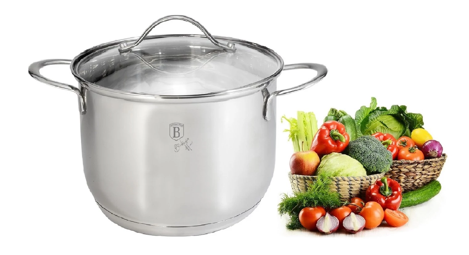 Berlinger Haus Silver Jewellery rozsdamentes fazék üvegfedővel 12,5 L (BH-6287)