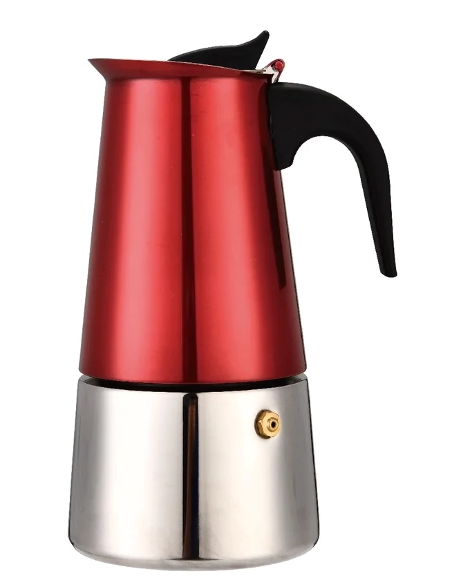 Metal Red Indukciós Kotyogós Kávéfőző 6 sz. INOX (16665)   