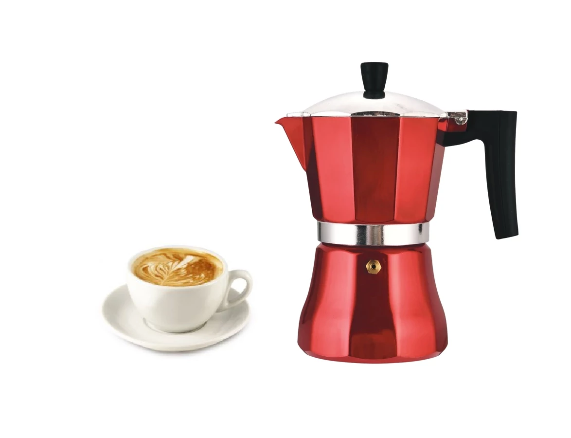 Metal Red 3 sz. Indukciós Kotyogós Kávéfőző (16687)   