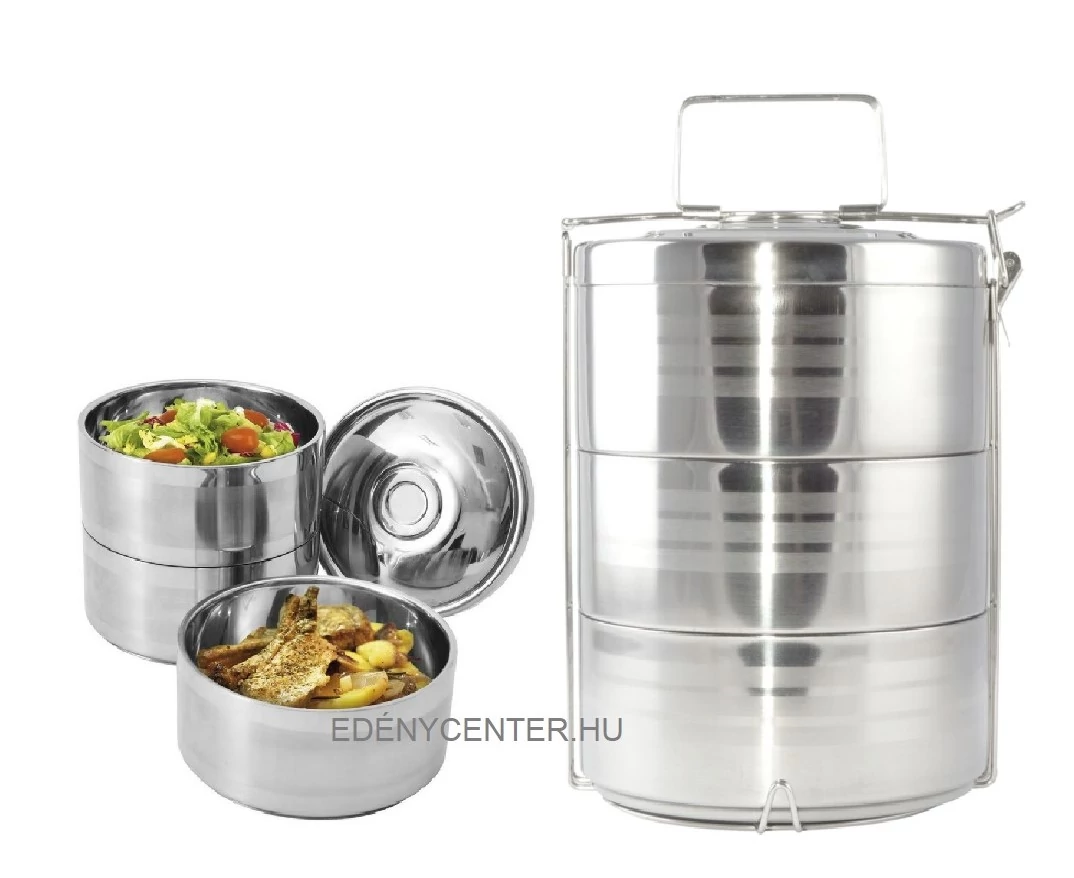 Dupla Falú Rozsdamentes acél ételhordó 3 részes (PH-15717)