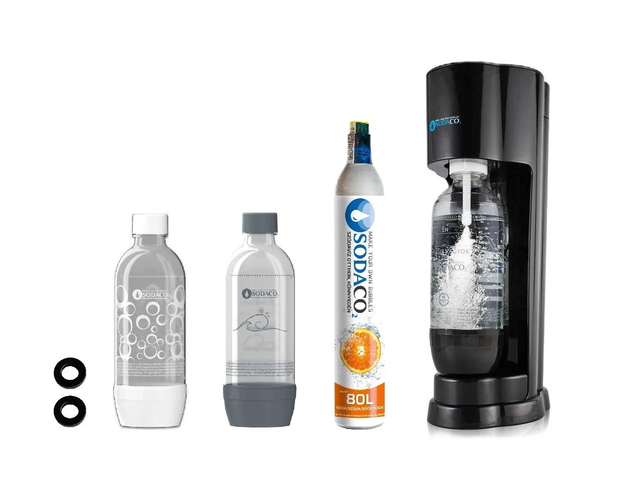 Royal Black Szódagép SodaCo CO2 patronnal, 2 db palackkal, tömítéssel (R-100/B) 
