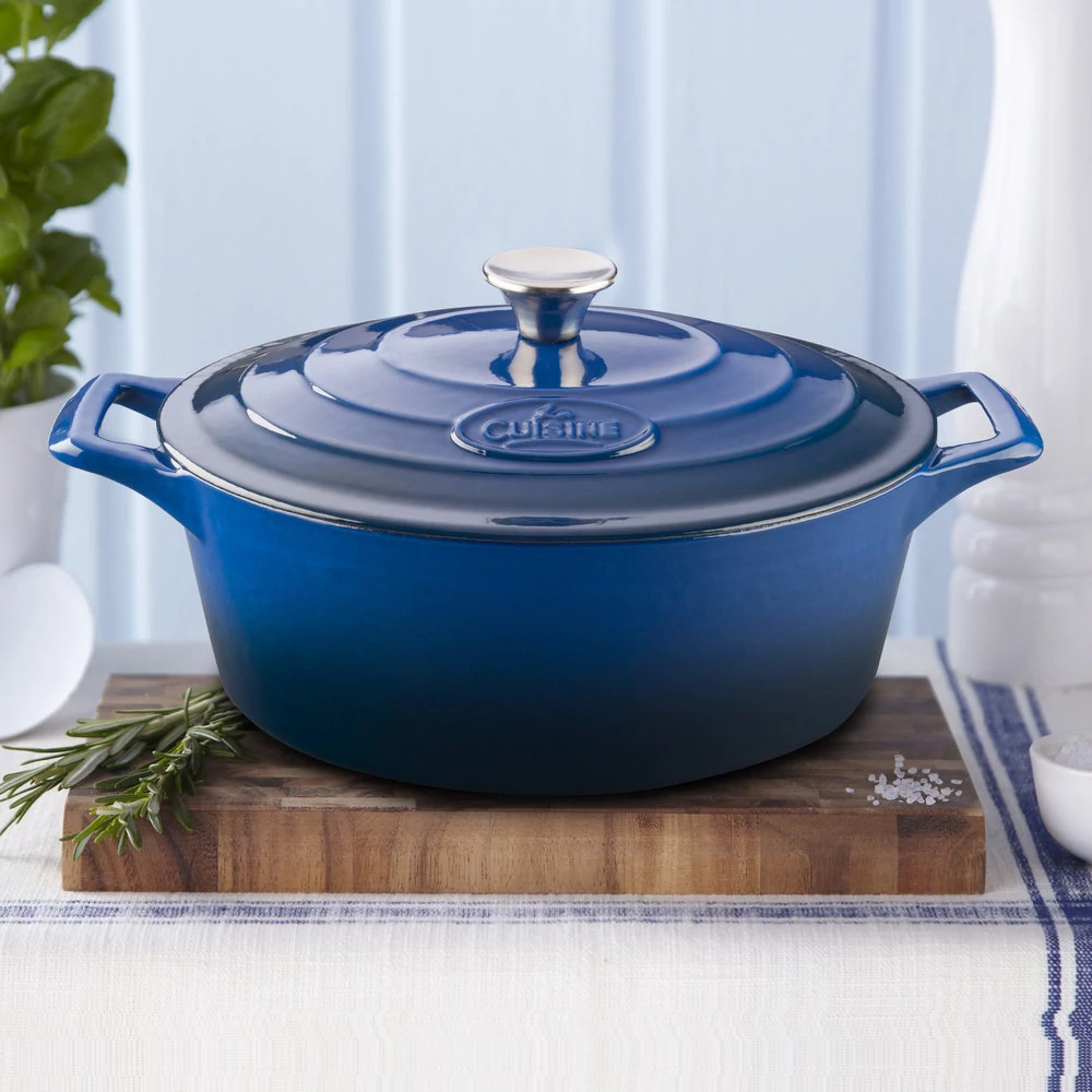 La Cuisine Blue öntöttvas ovális lábas fedővel 29 cm-es (432021)