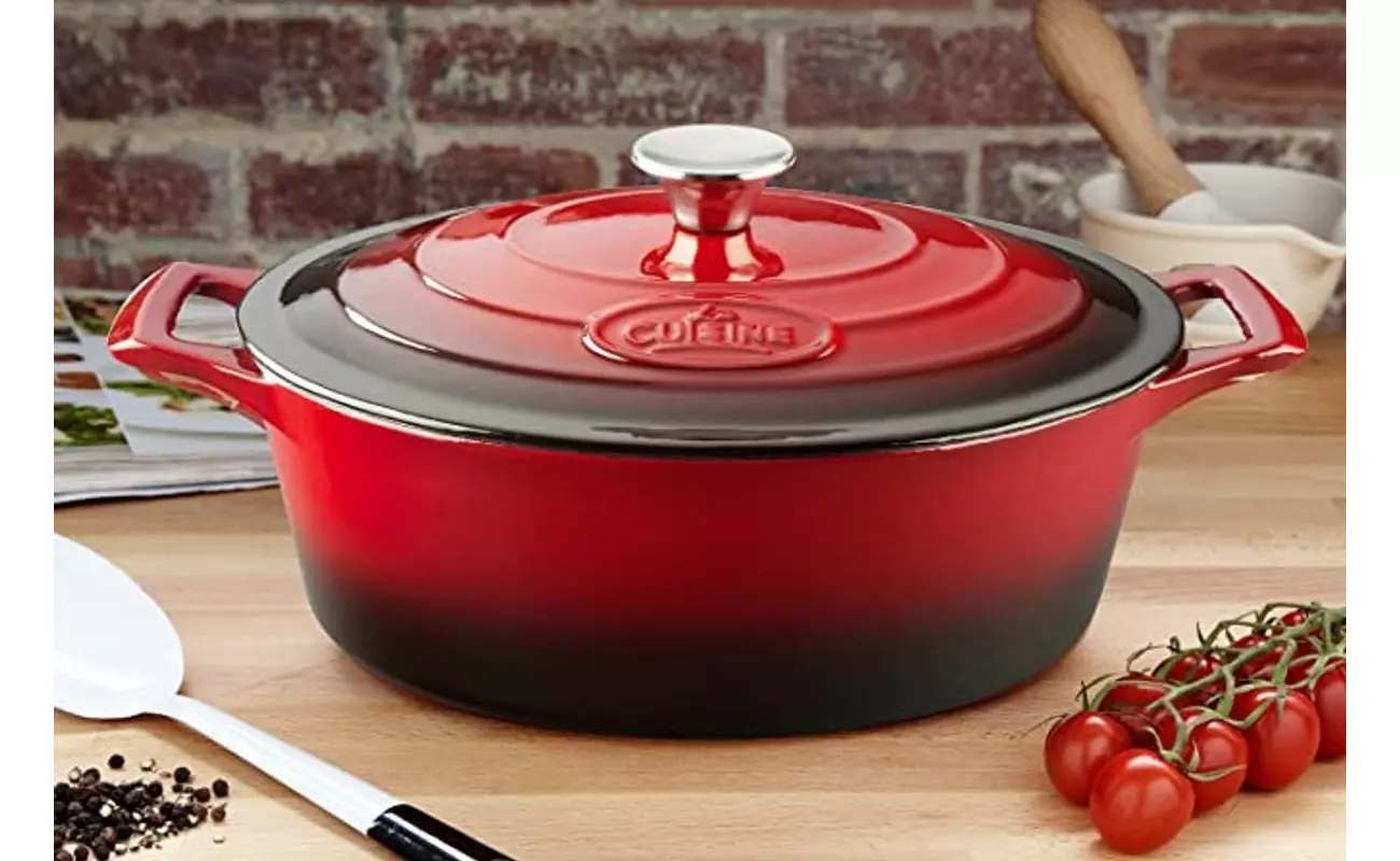 La Cuisine Red öntöttvas ovális lábas fedővel 29 cm-es (432022)