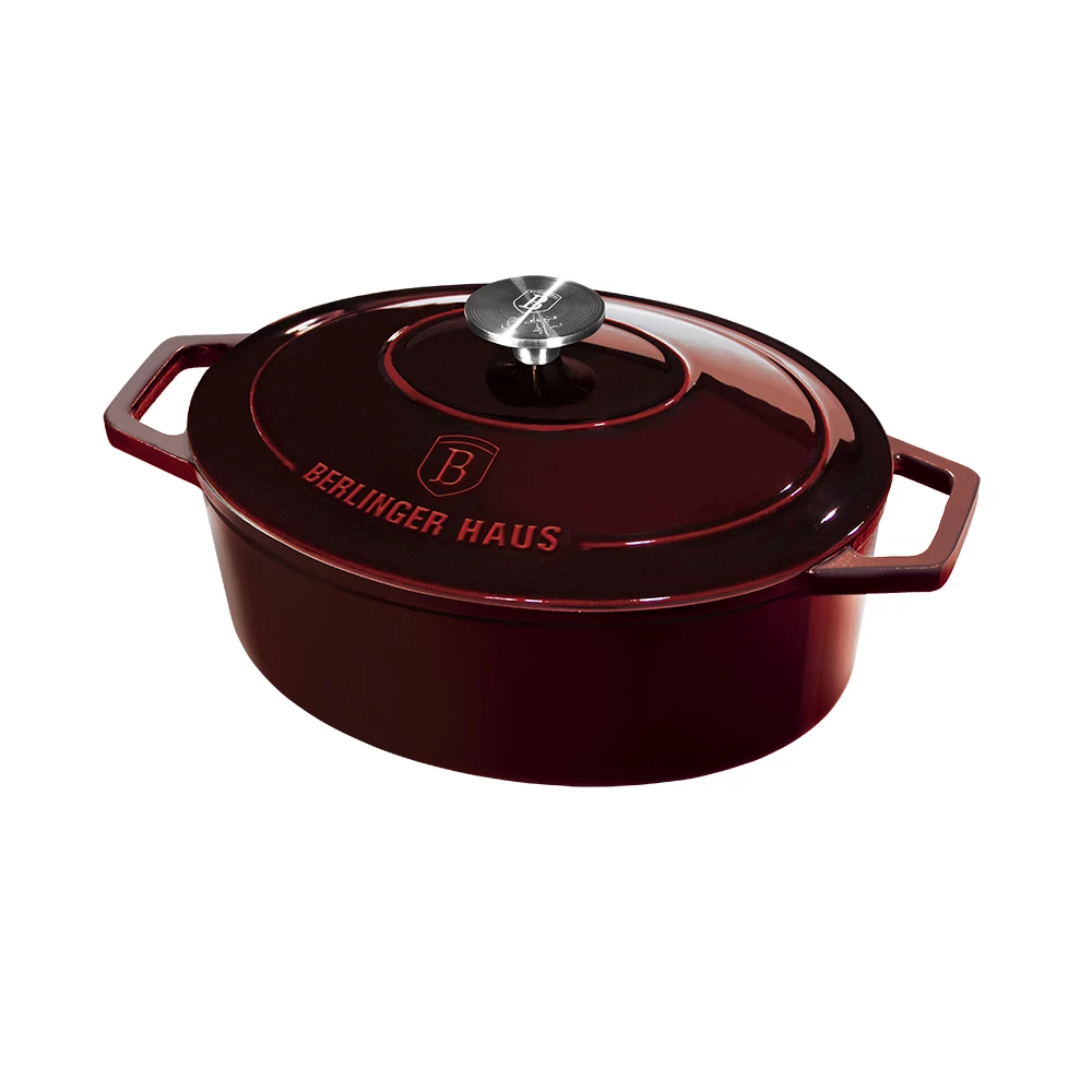 Berlinger Haus Burgundy Öntöttvas ovális lábas fedővel 30 cm-es (BH-6499)