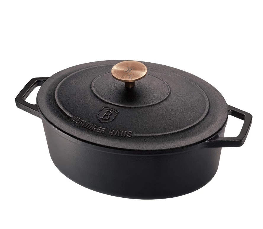 Berlinger Haus Black Rose Öntöttvas ovális lábas fedővel 32 cm-es (BH-6518)
