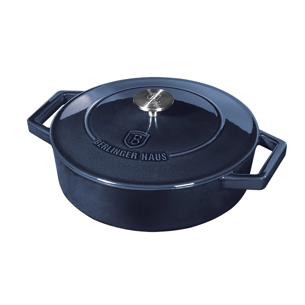 Berlinger Haus Aquamarine Öntöttvas alacsony lábas fedővel 26 cm-es (BH-6523)