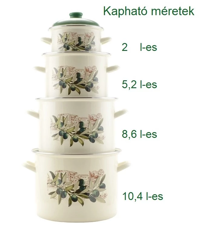 Zománcozott fazék fedővel 8,6 L Olíva mintás (14833)