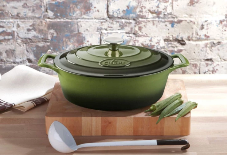La Cuisine Green öntöttvas ovális lábas fedővel 29 cm-es (432027)