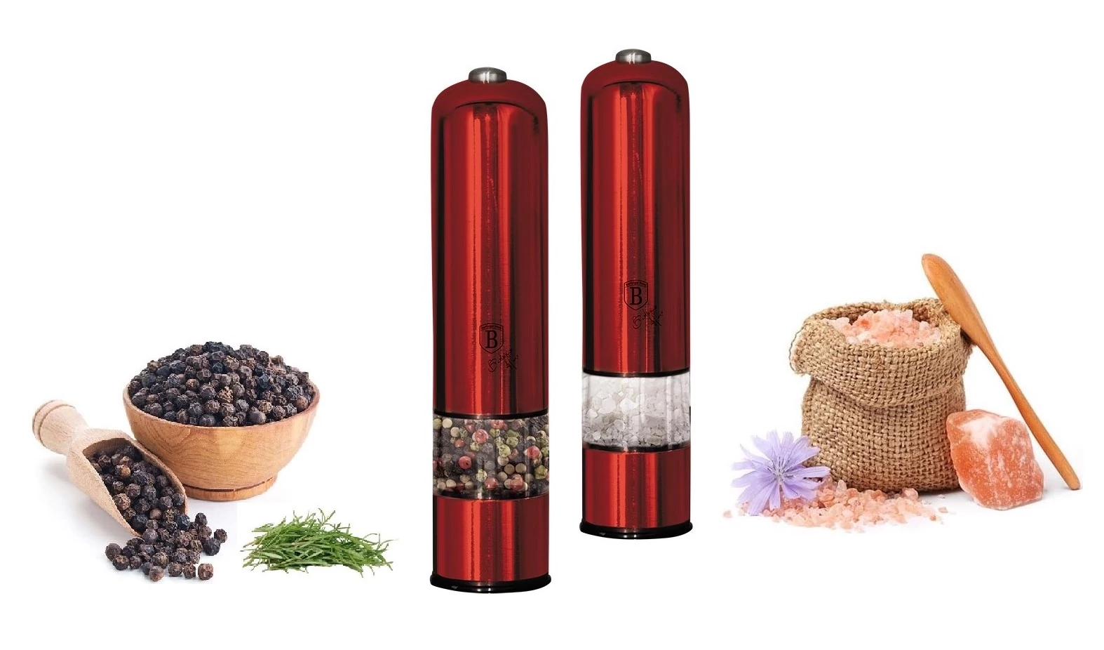 Berlinger Haus 2 db-os elektromos só-és borsőrlő szett Burgundy Edition (BH-7217)