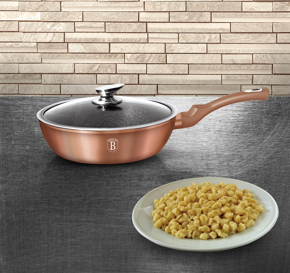 Berlinger Haus Rose Gold Indukciós serpenyő fedővel 24 cm-es (BH-1517)