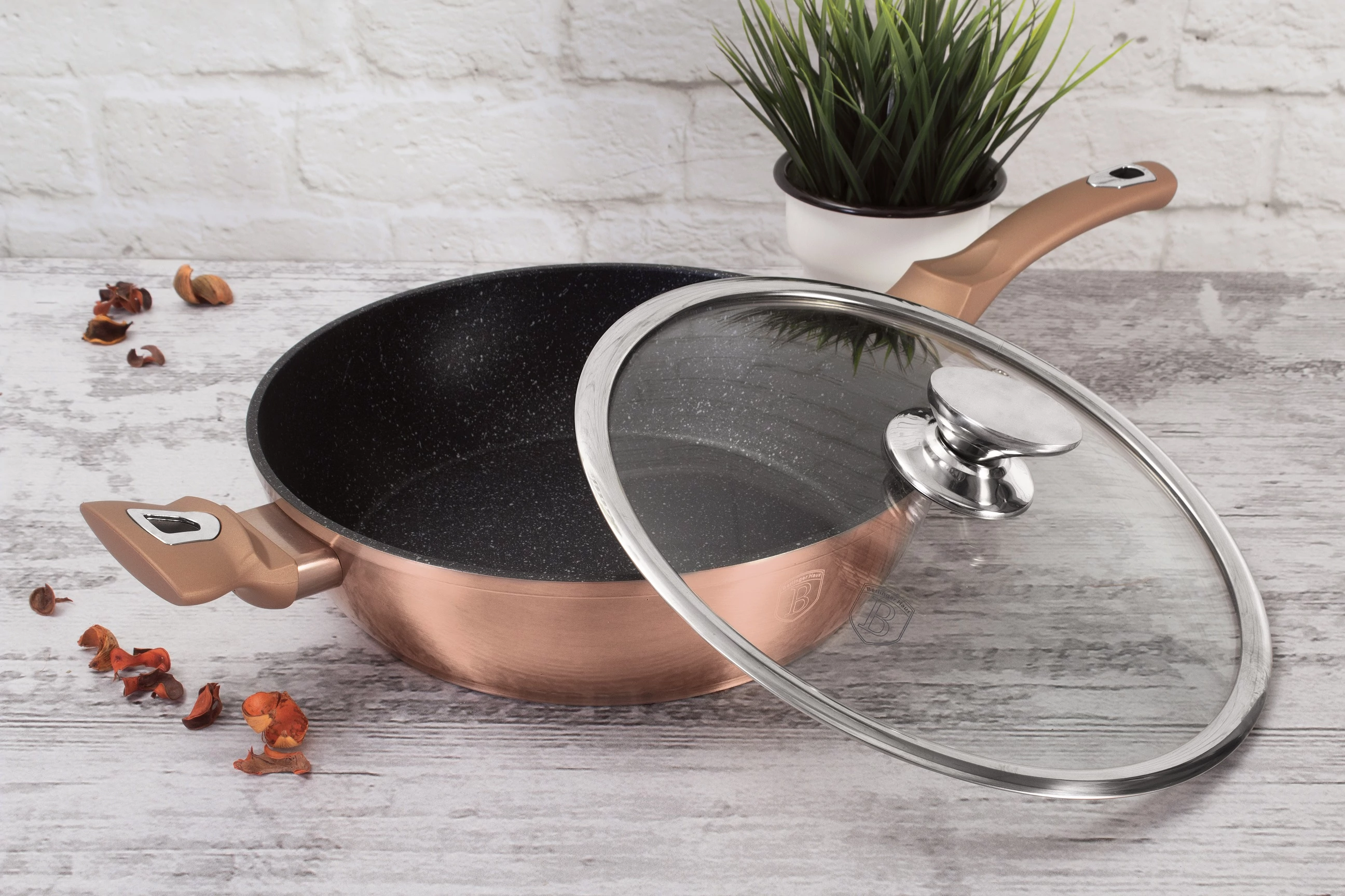 Berlinger Haus Rose Gold Indukciós serpenyő fedővel 28 cm-es (BH-1518)