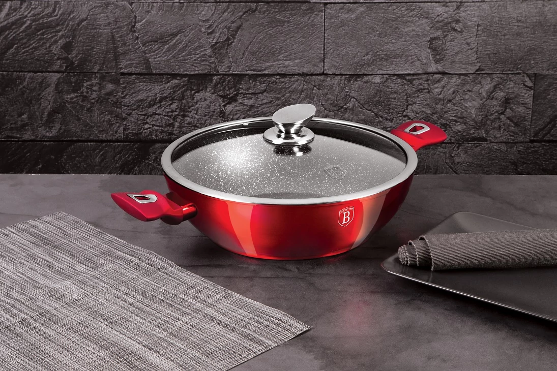 Berlinger Haus Burgundy Wok fedővel 30 cm-es (BH-7110)
