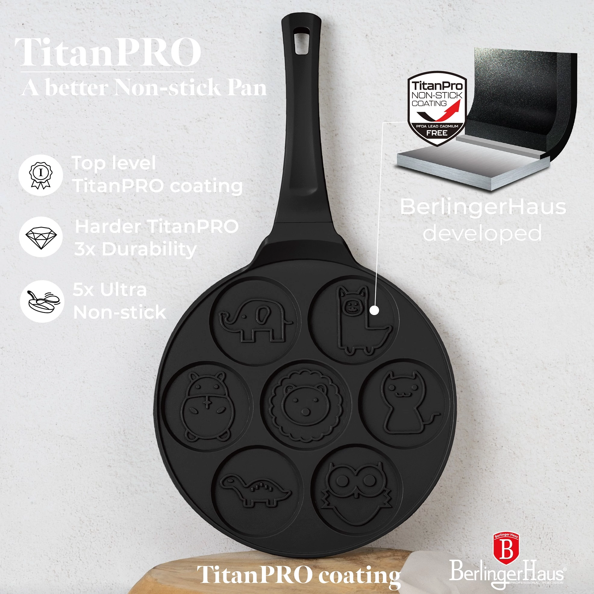 Berlinger Haus Black Rose Állatos Palacsinta-, tükörtojássütő (BH-7799) 