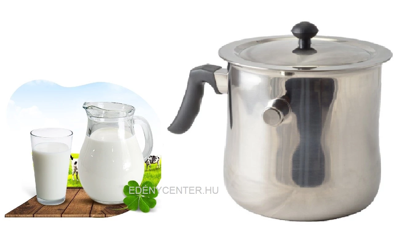Duplafalú rozsdamentes acél tejforraló fedővel  3 l-es (PH-11832)