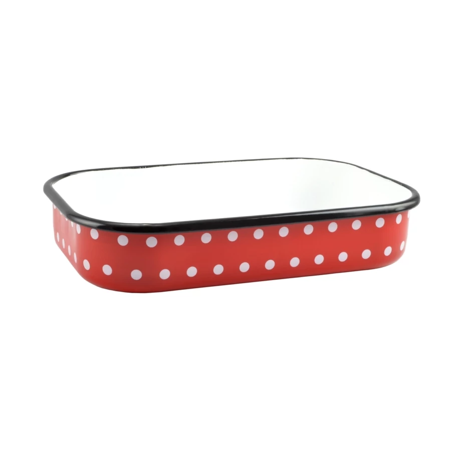Piros Pöttyös Zománcozott tepsi 34 cm (10381)